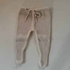 Illoura The Label Knit Footed Pants 0–3M — Oatmeal, Organic Cotton